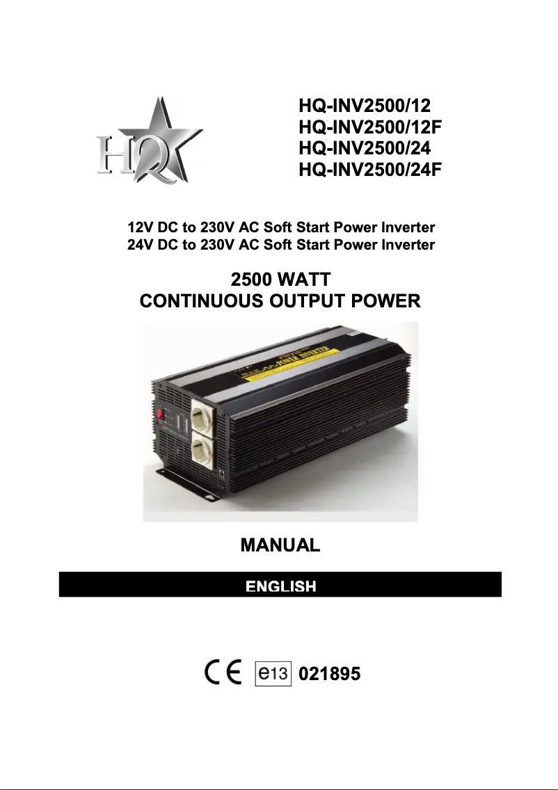 Page n°1 - Manuel utilisateur HQ HQ-INV2500\/24