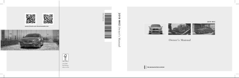 Image de la première page du manuel de l'appareil MKZ (2019)