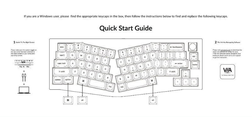Page 1 de la notice Guide de démarrage rapide Keychron Q8