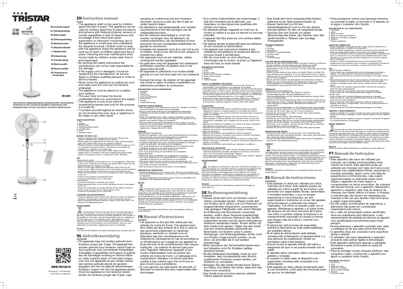 Page 1 de la notice Manuel utilisateur TriStar VE-5891