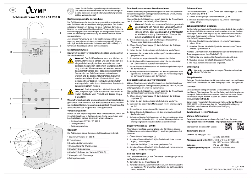 Page 1 de la notice Manuel utilisateur Olympia ST 100