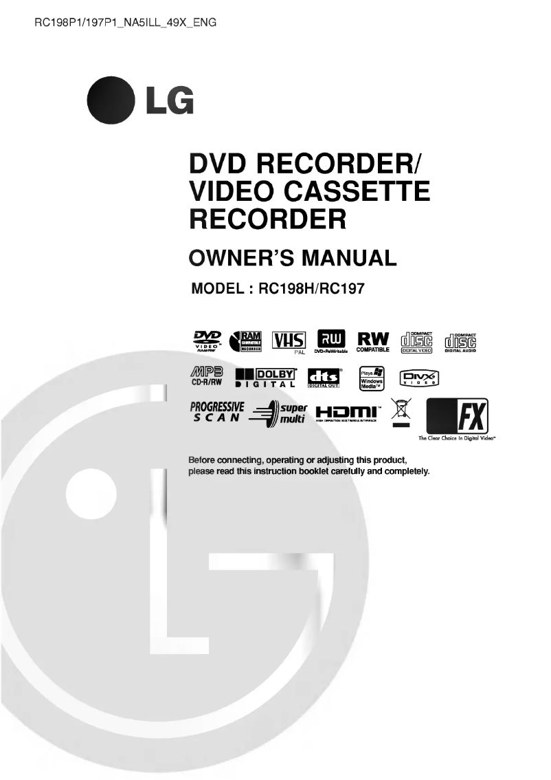 Page n°1 - Manuel utilisateur LG RC197P1