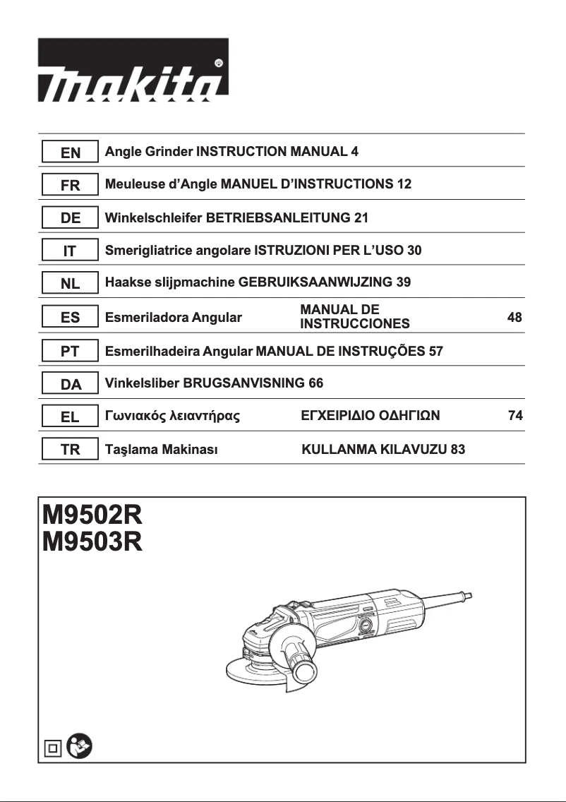 Page n°1 - Manuel utilisateur Makita M9502R