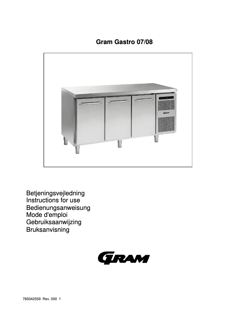 Page n°1 - Manuel utilisateur Gram GASTRO K 1807 CSG A DL/2D/2D L2