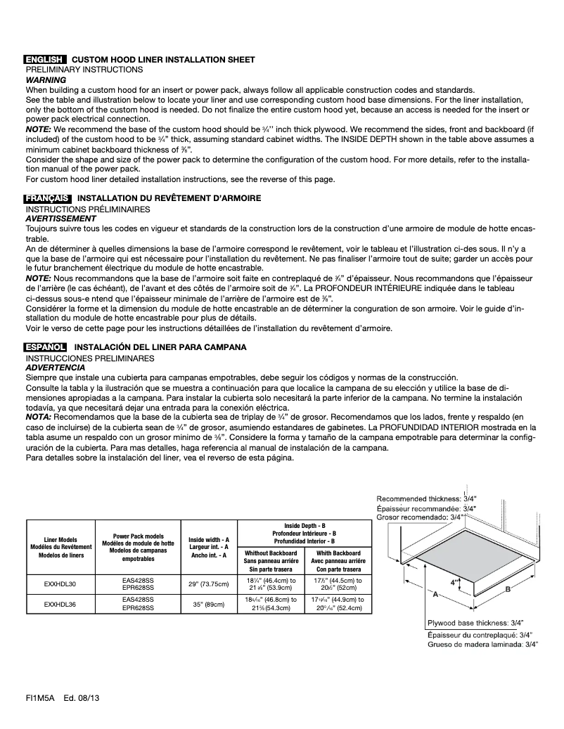 Page 1 of the manual Installation Guide Elica Asti PRF0131095