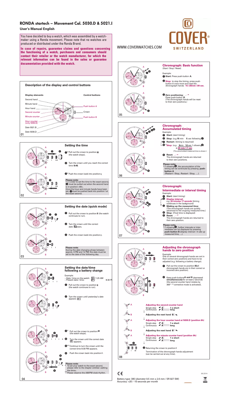 Imagen de la primera página del manual del dispositivo Chapman Gent Chronograph Co192