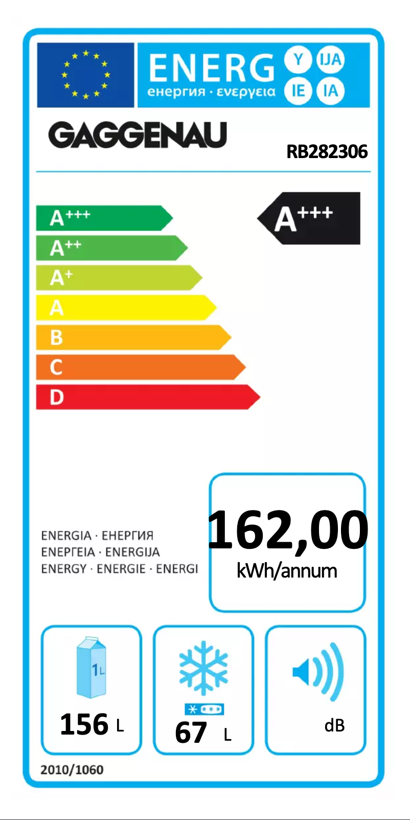 Página 1 del manual Etiqueta energética Gaggenau RB282306