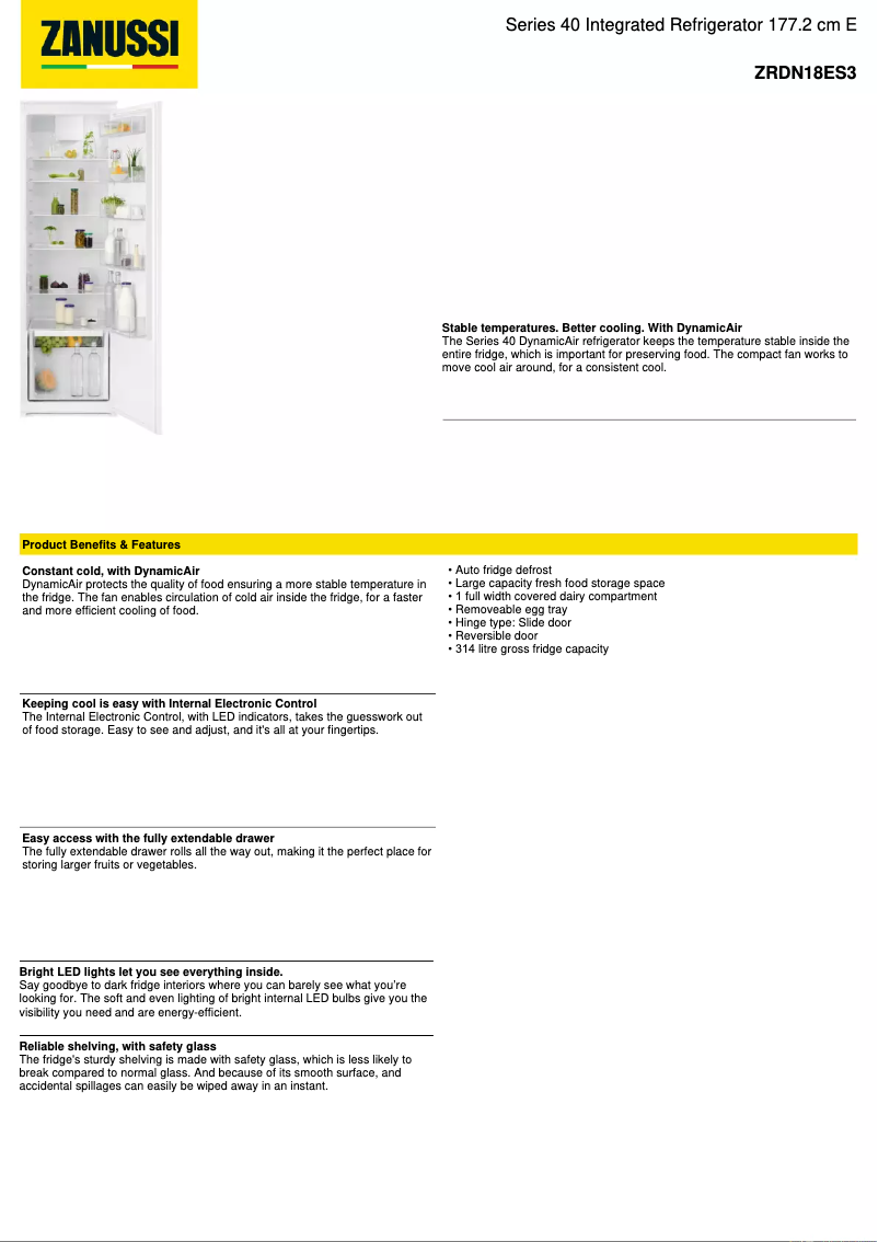 Image de la première page du manuel de l'appareil ZRDN18ES3