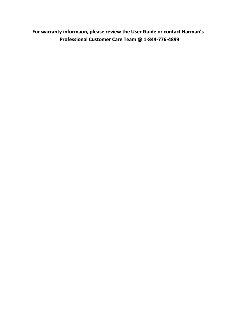 Page n°1 - Informations de garantie JBL CBT 50LA