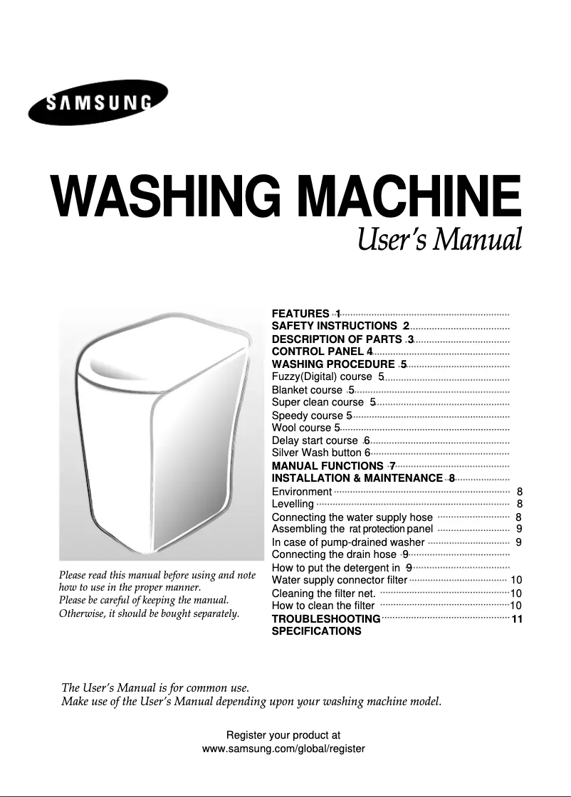 Página 1 del manual Manual de usuario Samsung WA80RA