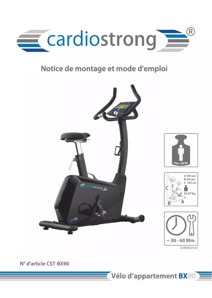 Page 1 de la notice Manuel utilisateur Cardiostrong BX90