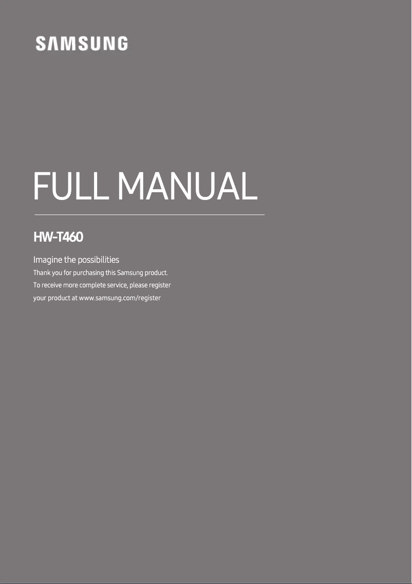 Page n°1 - Manuel utilisateur Samsung HW-T460
