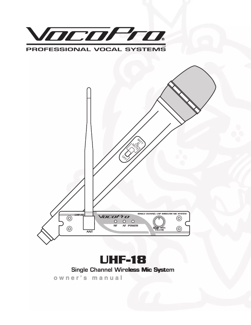 Page n°1 - Manuel utilisateur Vocopro UHF-18-9