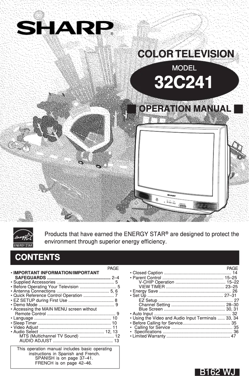 Page 1 de la notice Manuel utilisateur Sharp 32C241