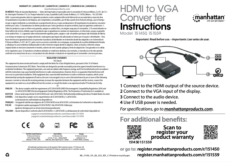 Page 1 de la notice Manuel utilisateur Manhattan 151559