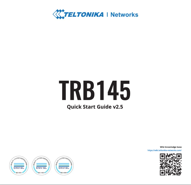 Page 1 de la notice Guide de démarrage rapide Teltonika TRB145