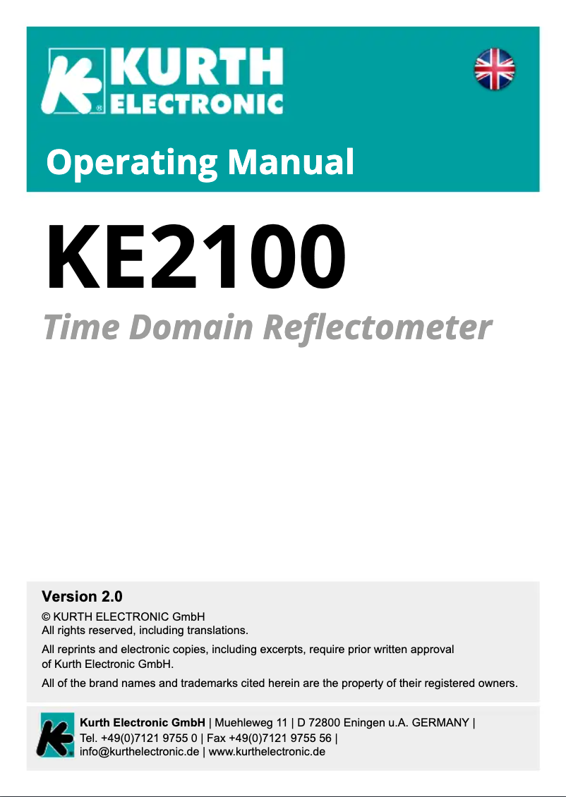 Page 1 de la notice Manuel utilisateur Kurth Electronic KE2100