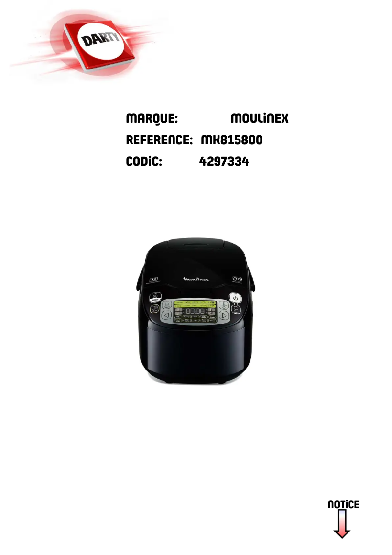 Page 1 de la notice Manuel utilisateur Moulinex MK815800