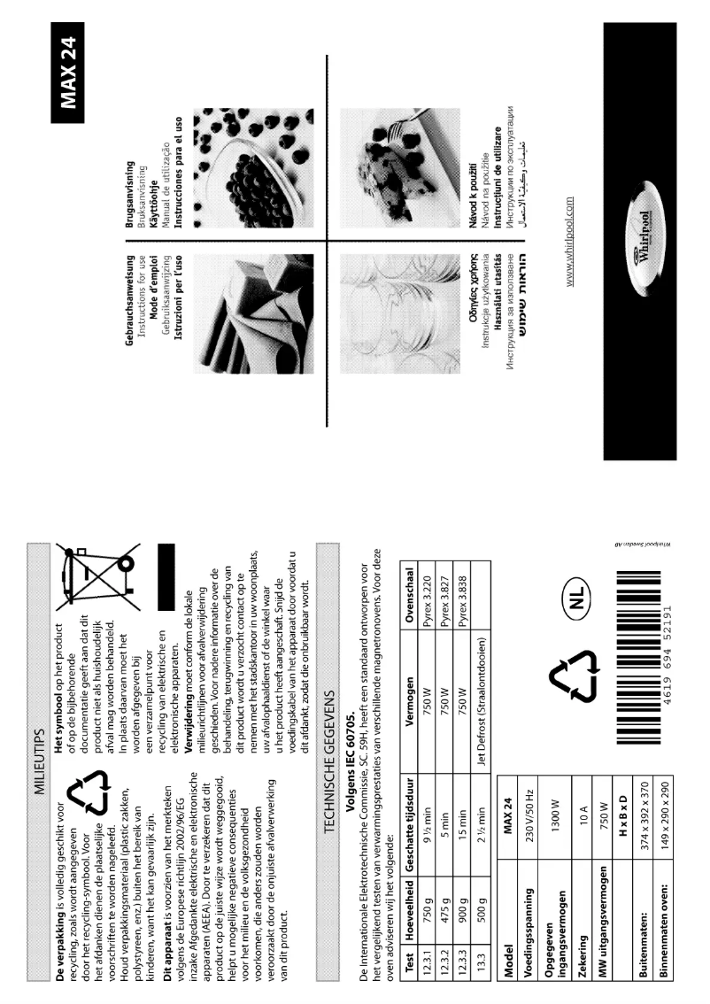 Page n°1 - Manuel utilisateur Whirlpool MAX 24 WH