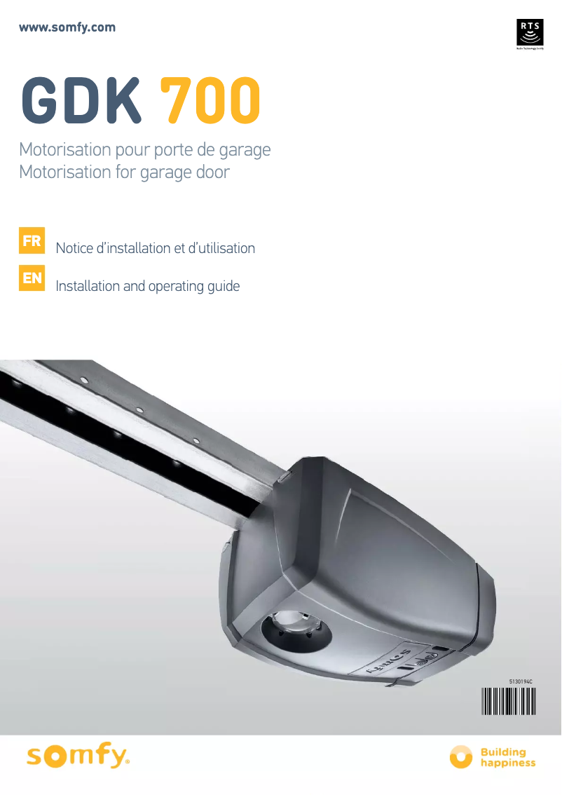 Page 1 de la notice Manuel utilisateur Somfy GDK 1100