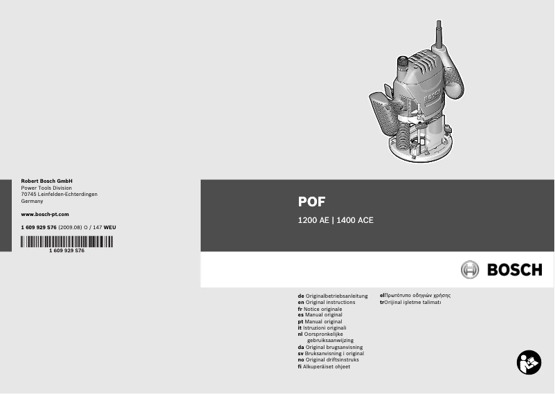 Page 1 de la notice Manuel utilisateur Bosch POF1200AE