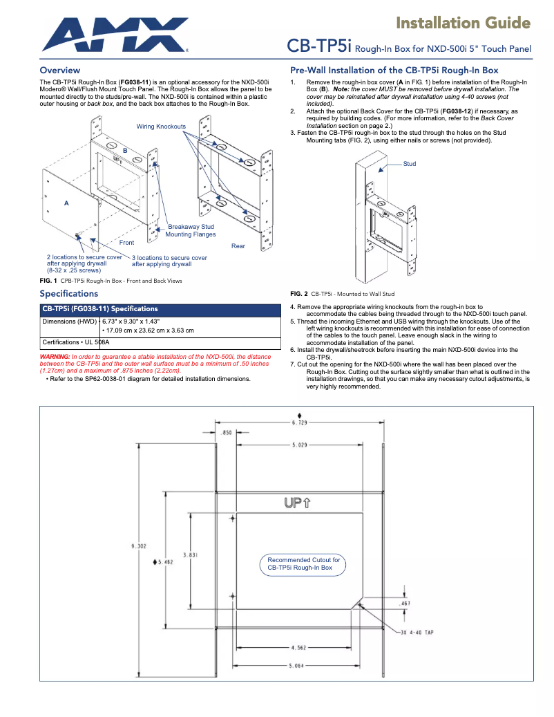 Page 1 de la notice Manuel utilisateur AMX CB-TP5i