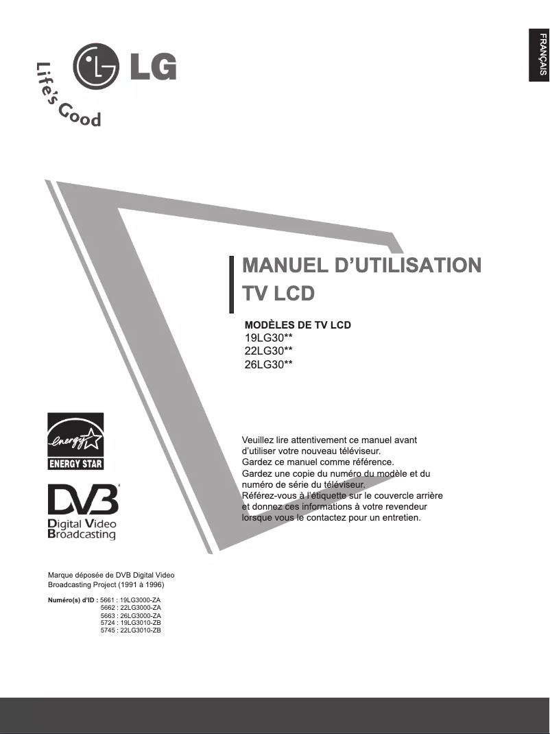 Page 1 de la notice Manuel utilisateur LG 263000