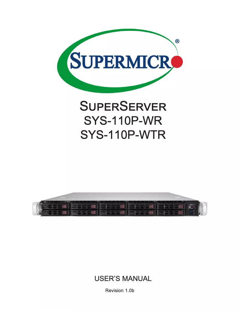 Page 1 de la notice Manuel utilisateur Supermicro SuperServer SYS-110P-WTR