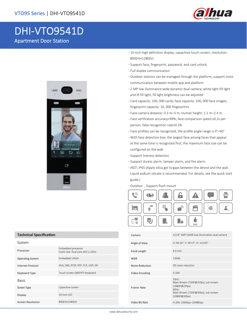 Image de la première page du manuel de l'appareil VTO9541D-S2
