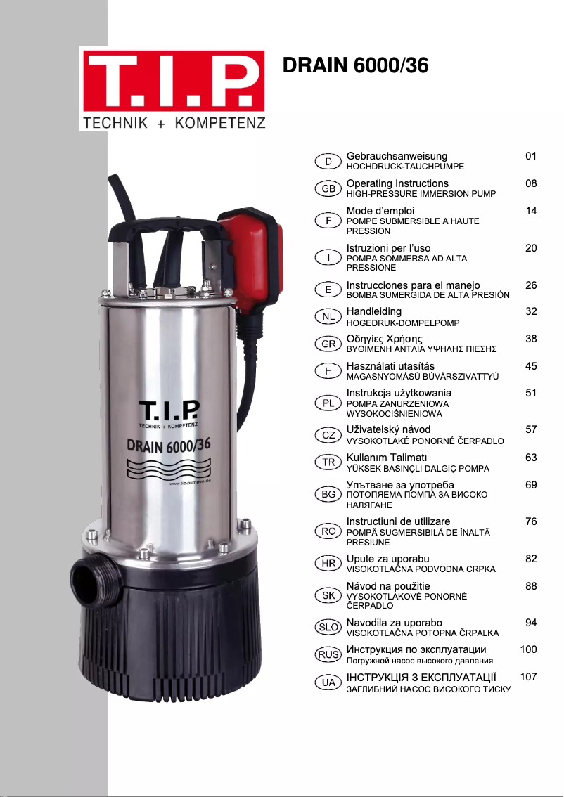 Page 1 de la notice Manuel utilisateur T.I.P. Drain 6000/36