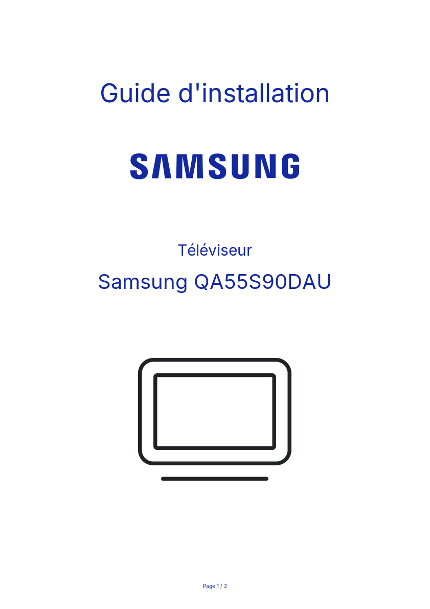 Page n°1 - Guide d'installation Samsung QA55S90DAU
