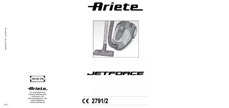 Page 1 de la notice Manuel utilisateur Ariete Jetforce 2791A