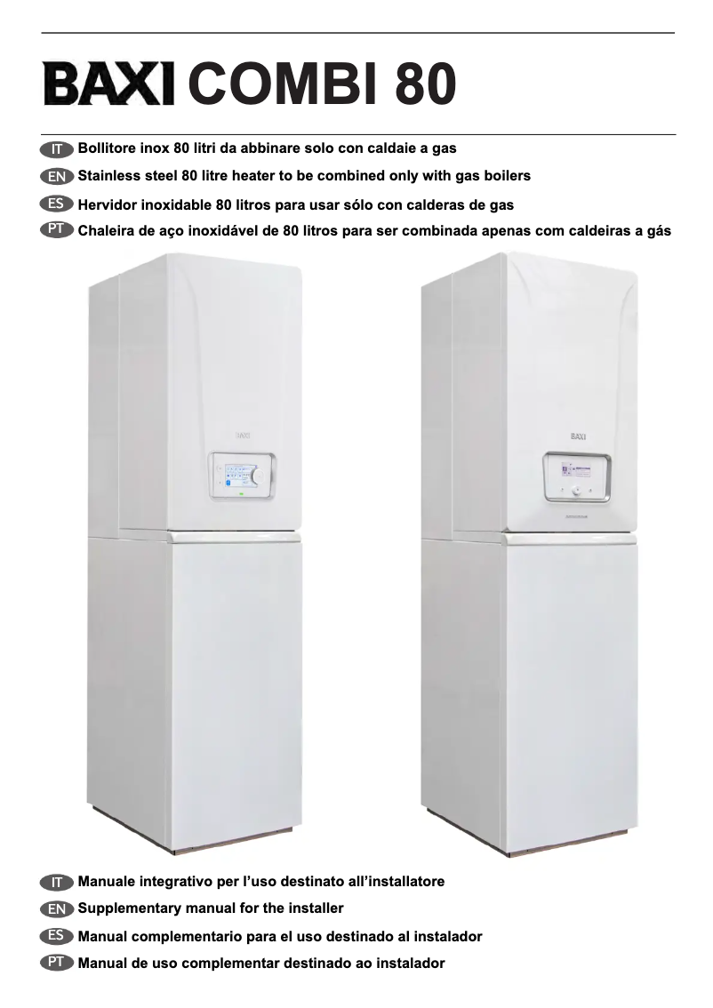 Page 1 de la notice Manuel utilisateur Baxi Platinum Combi 80