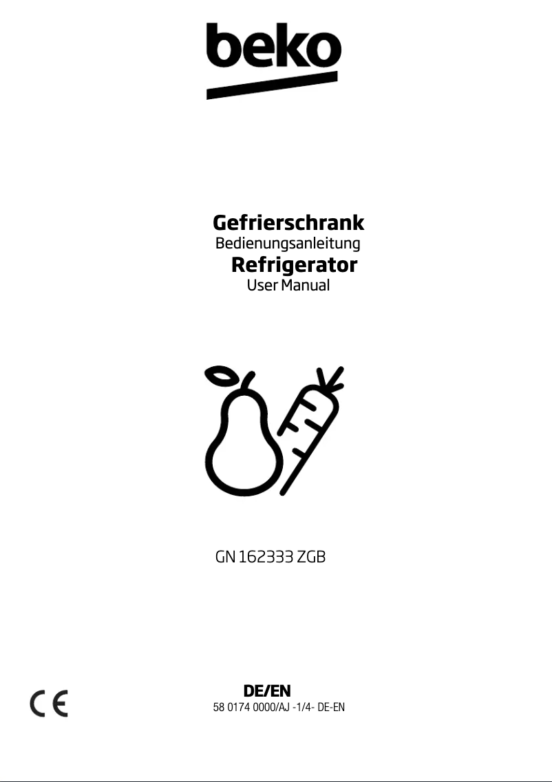 Page 1 de la notice Manuel utilisateur Beko GN 162333 ZGB