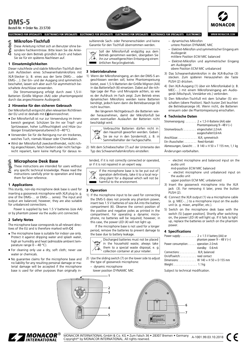 Page n°1 - Manuel utilisateur Monacor DMS-5