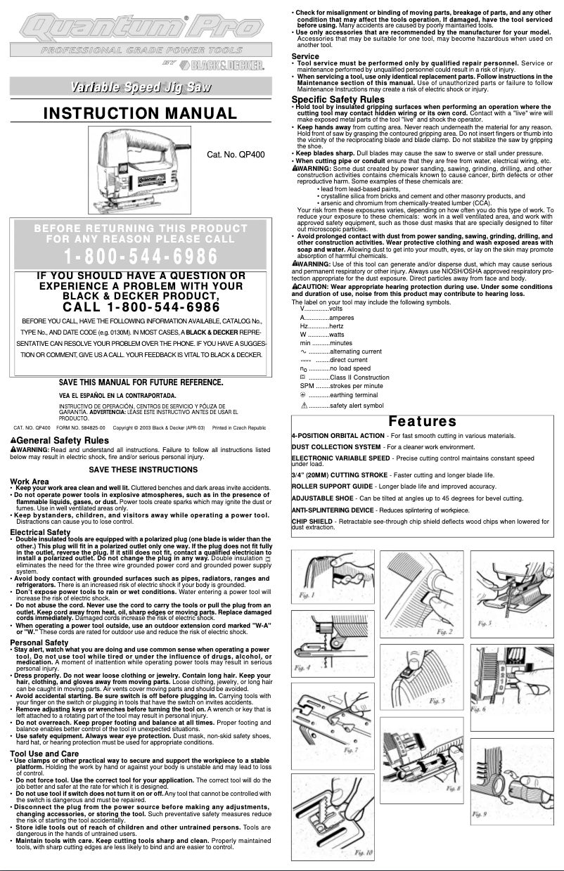Page n°1 - Manuel utilisateur Black & Decker QP400K