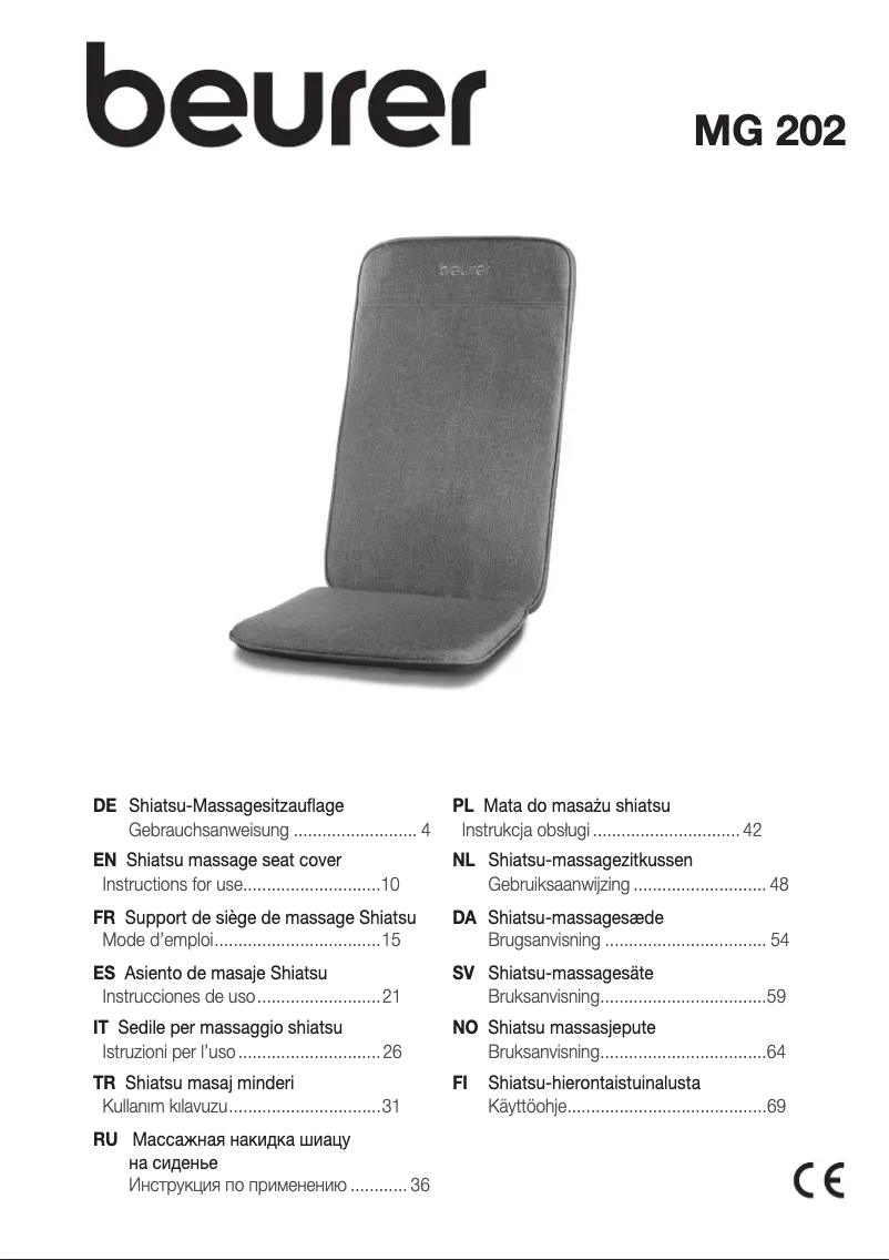Page n°1 - Manuel utilisateur Beurer MG 202