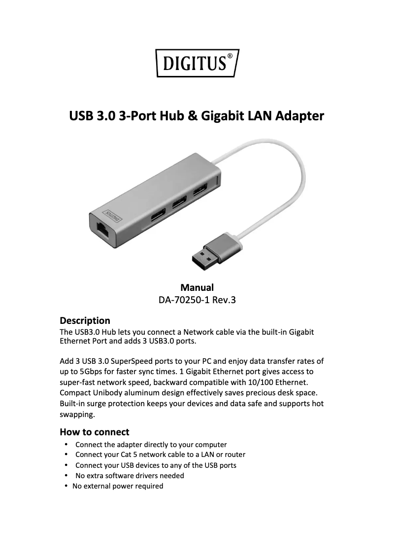Page n°1 - Manuel utilisateur Digitus DA-70250-1