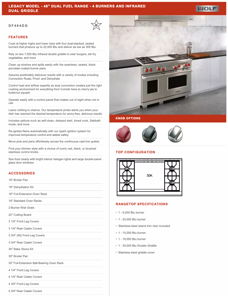 Page n°1 - Manuel utilisateur Wolf DF484DG
