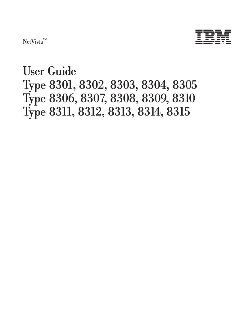 Page n°1 - Manuel utilisateur IBM NetVista 8305