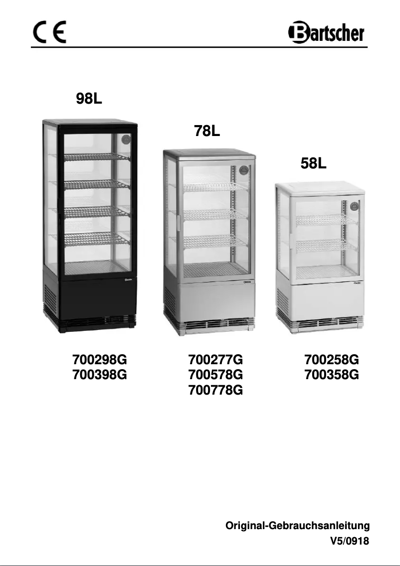 Page n°1 - Manuel utilisateur Bartscher 700398G