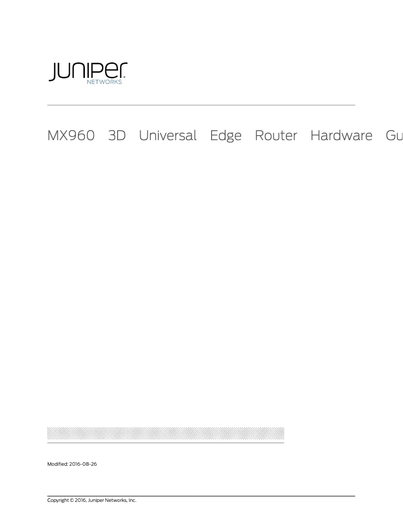 Page n°1 - Manuel utilisateur Juniper MX960