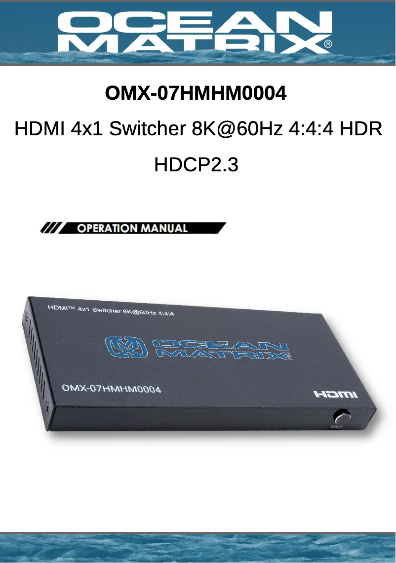Image de la première page du manuel de l'appareil OMX-07HMHM0004
