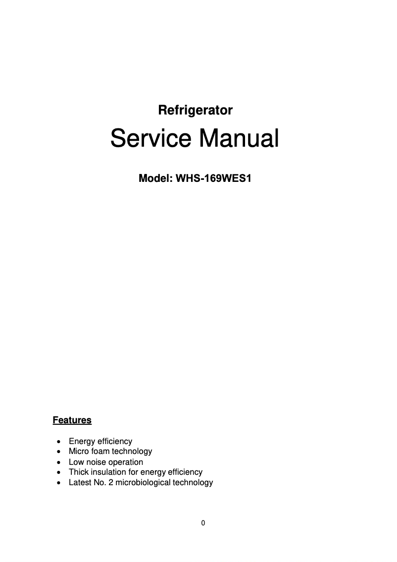 Image de la première page du manuel de l'appareil WHS-169WES1