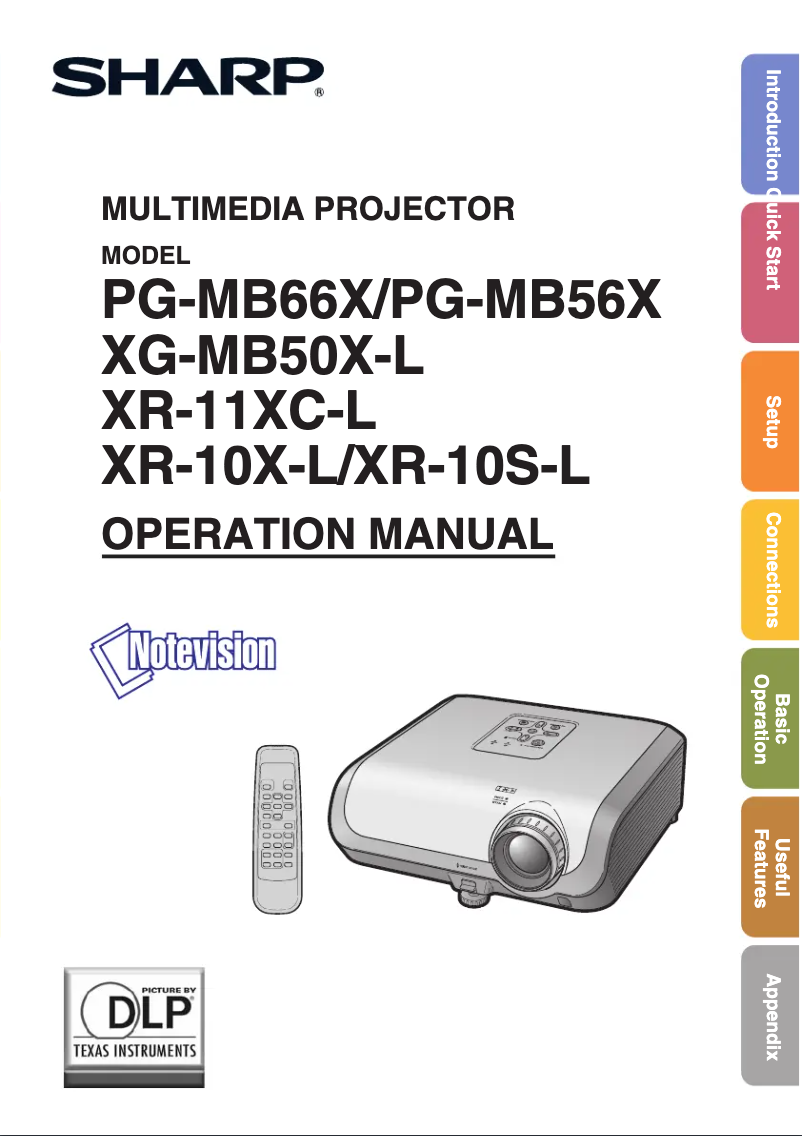 Page n°1 - Manuel utilisateur Sharp PG-MB56X