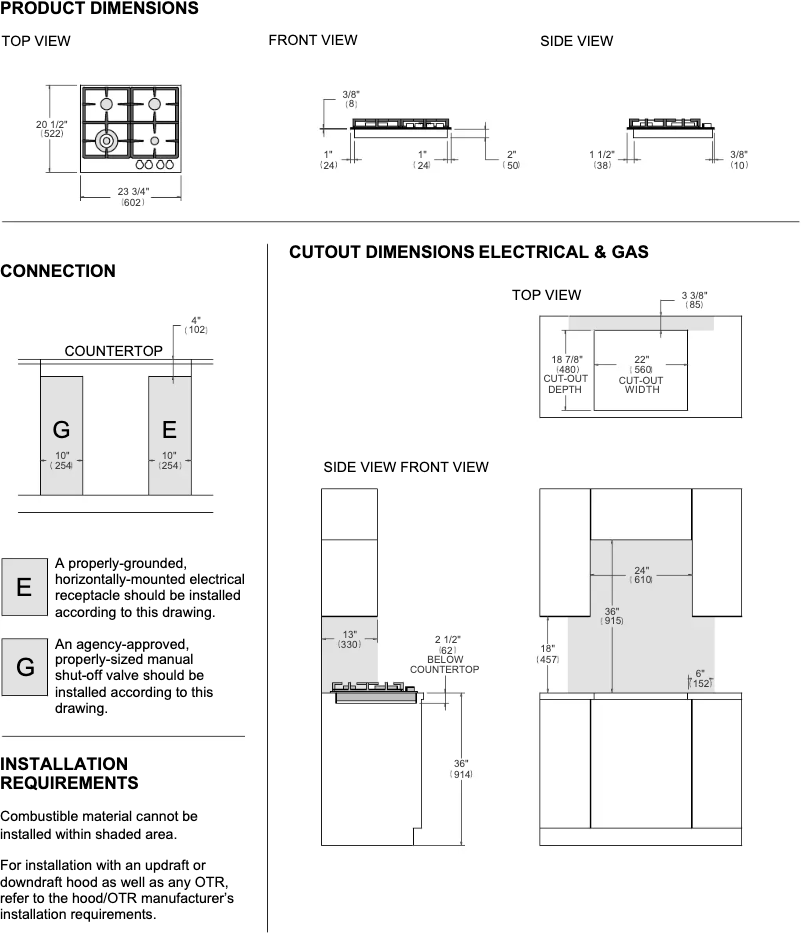 Page 1 de la notice Instructions / montage Bertazzoni PROF244CTXV