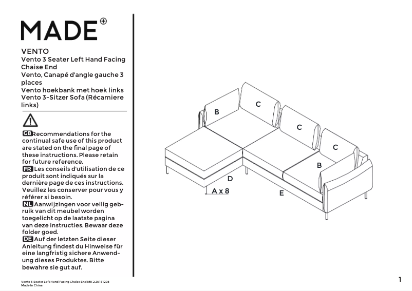 Page n°1 - Manuel utilisateur MADE Vento