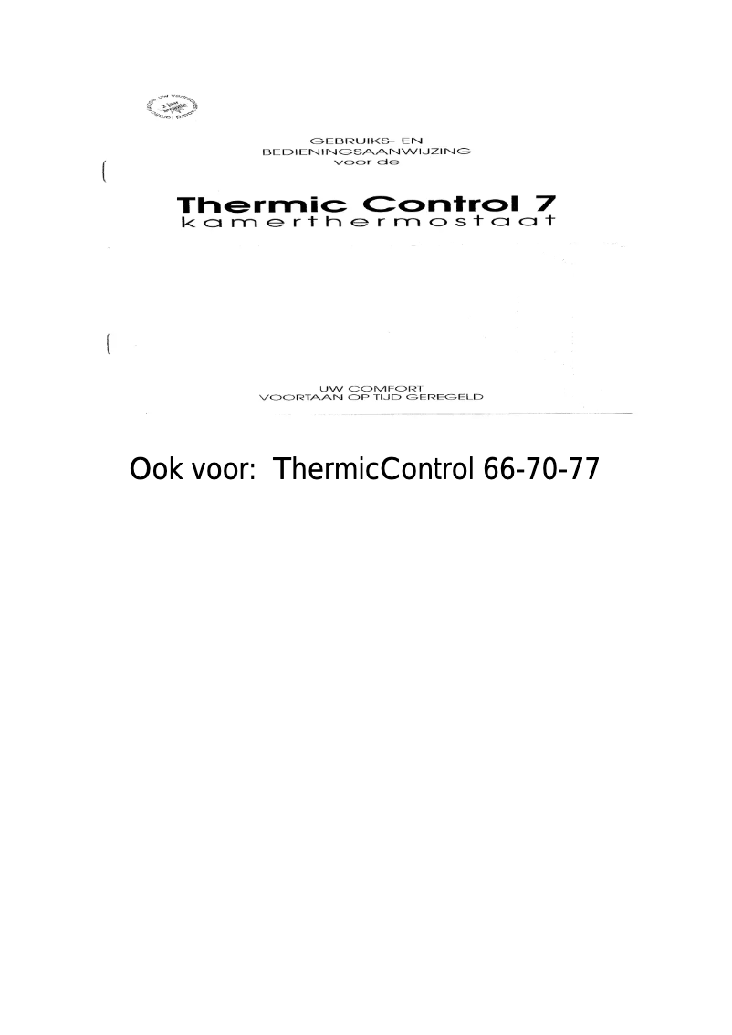 Page n°1 - Manuel utilisateur Amfra Thermic Control 66