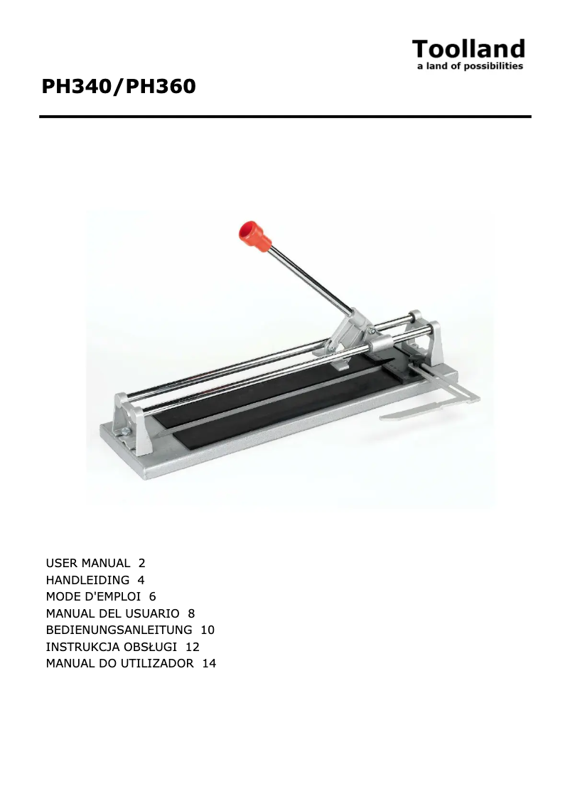 Page n°1 - Manuel utilisateur Toolland PH360
