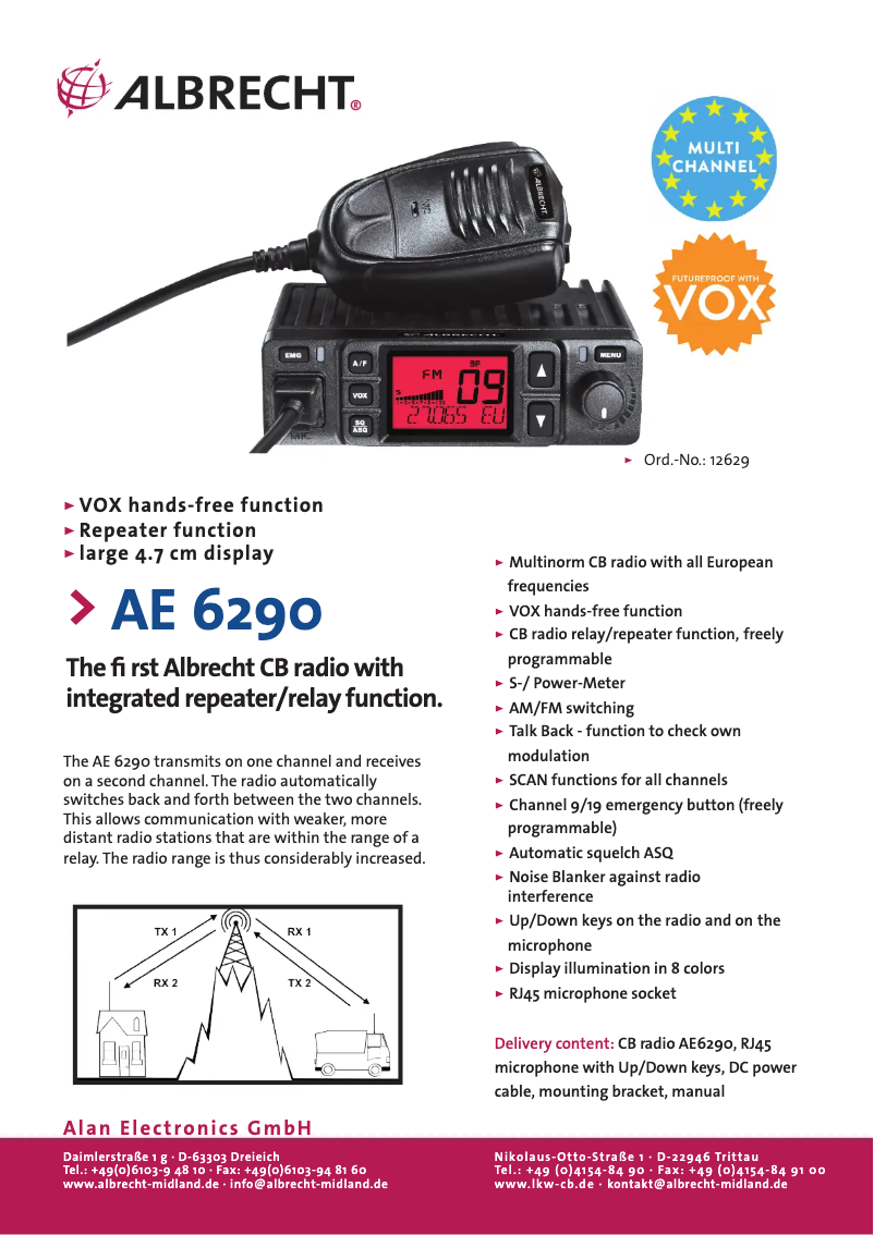 Page 1 de la notice Fiche technique Albrecht AE 6290